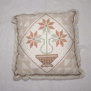 Flowerpot Needlepoint throw pillow